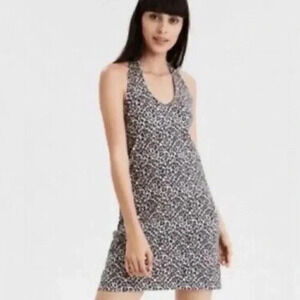 NWT American Eagle Women's Medium Leopard Cheetah Halter Knit Dress Stretch M